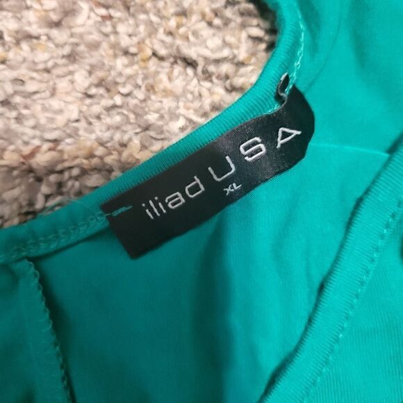 iliad USA Ladies Blouse Scoop Neck Cold Shoulder Tie Back Teal XL - Picture 8 of 10